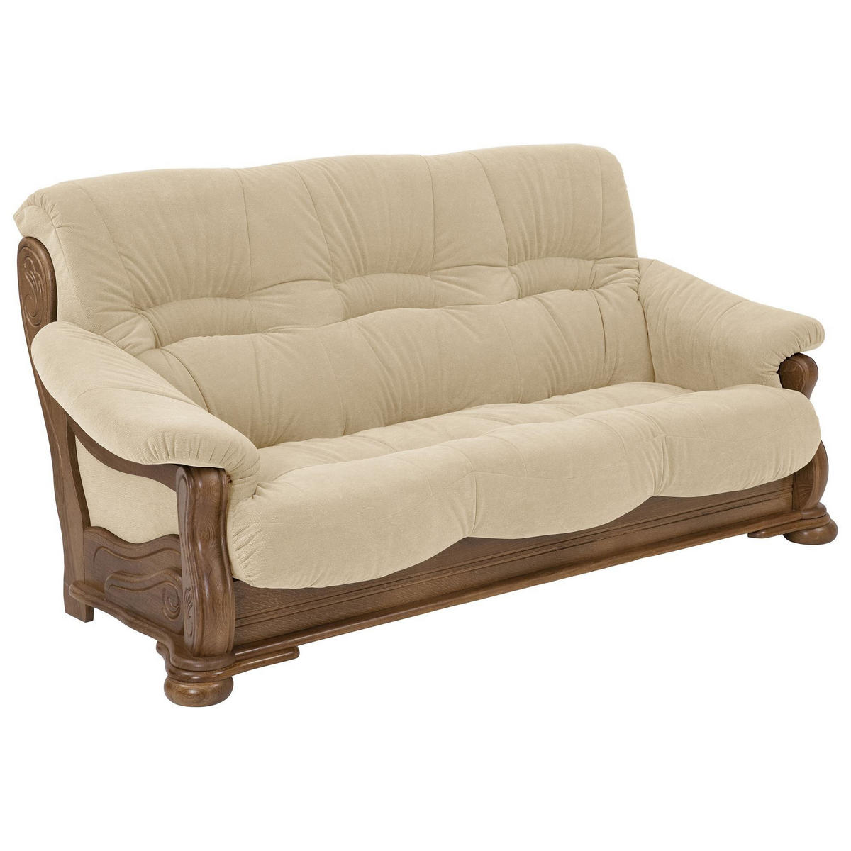 SOFA 3-Sitzer Katlin Bezug Flockstoff Eiche rustikal P43 / sand - Sandfarben, Kunststoff (205/95/95cm) - 58aufmkessel