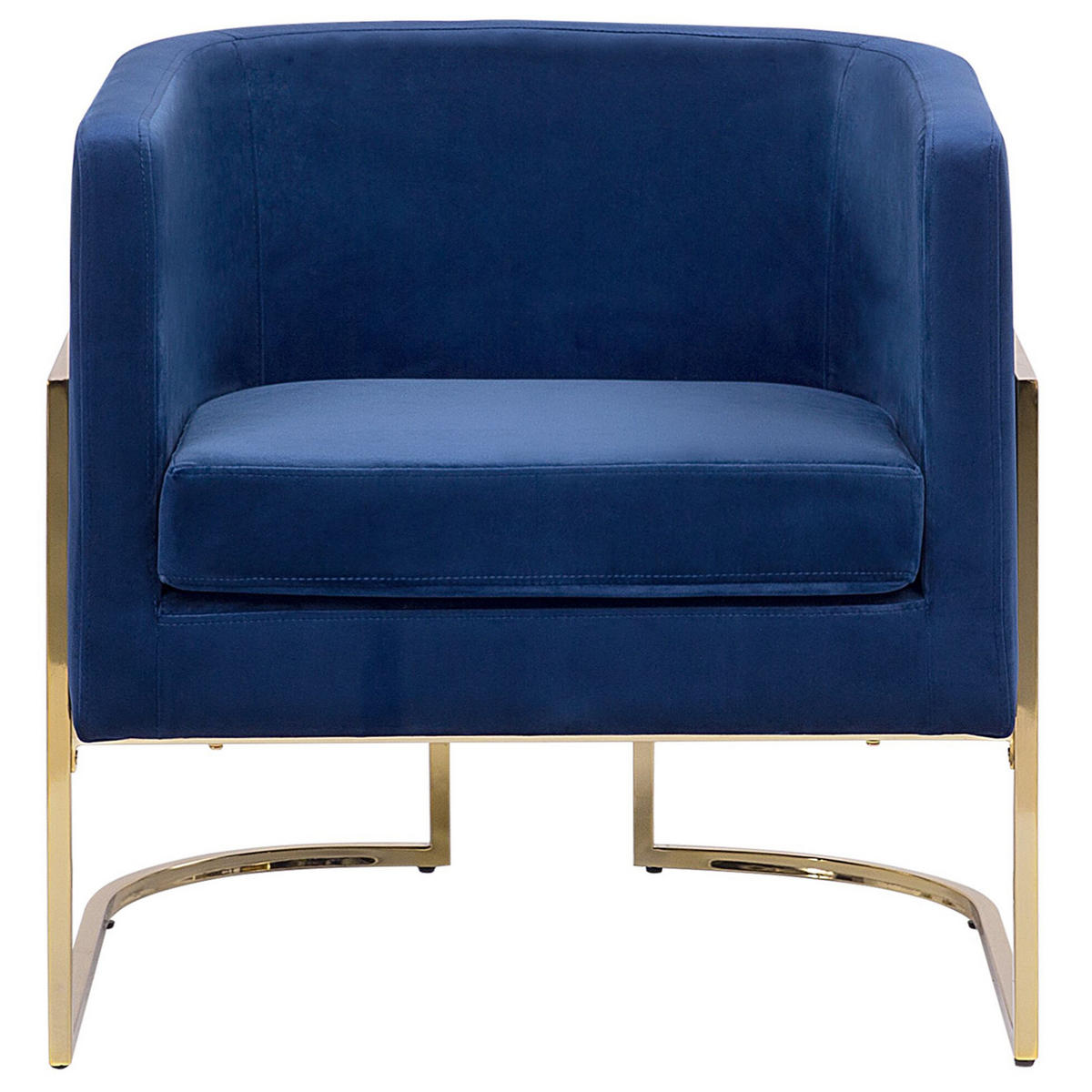 SESSEL Samtstoff Blau Sirkka - Blau, Textil/Metall (72/71/70cm) - Beliani
