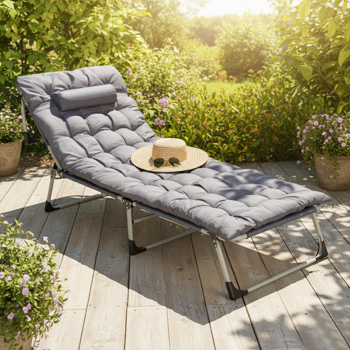 SONNENLIEGE klappbar - Grau, Metall (67/77/193cm) - Mat-Haus
