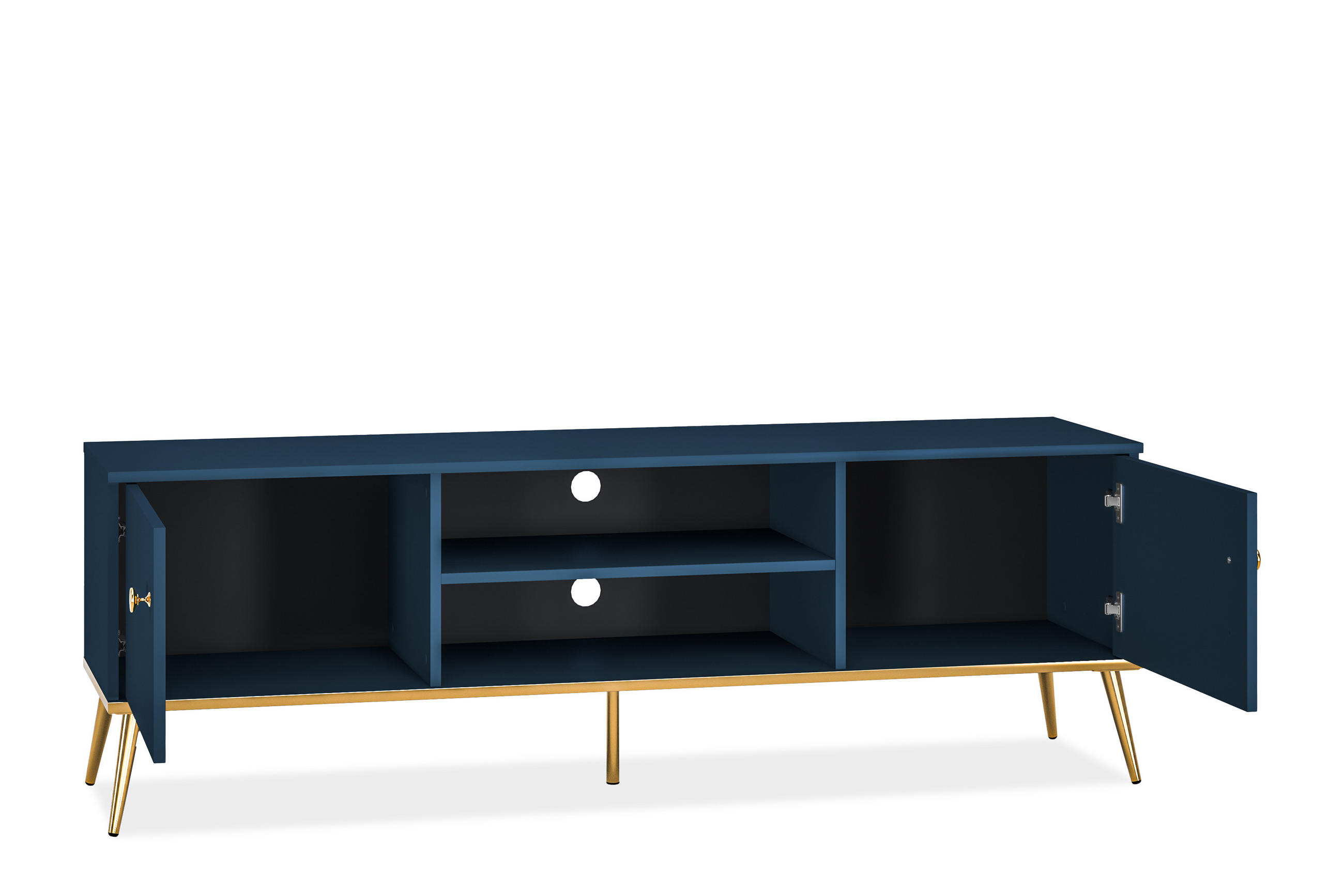 TV-LOWBOARD ARICIA viel Stauraum, Marineblau - Blau, Holz (160/54/40cm) - KONSIMO®