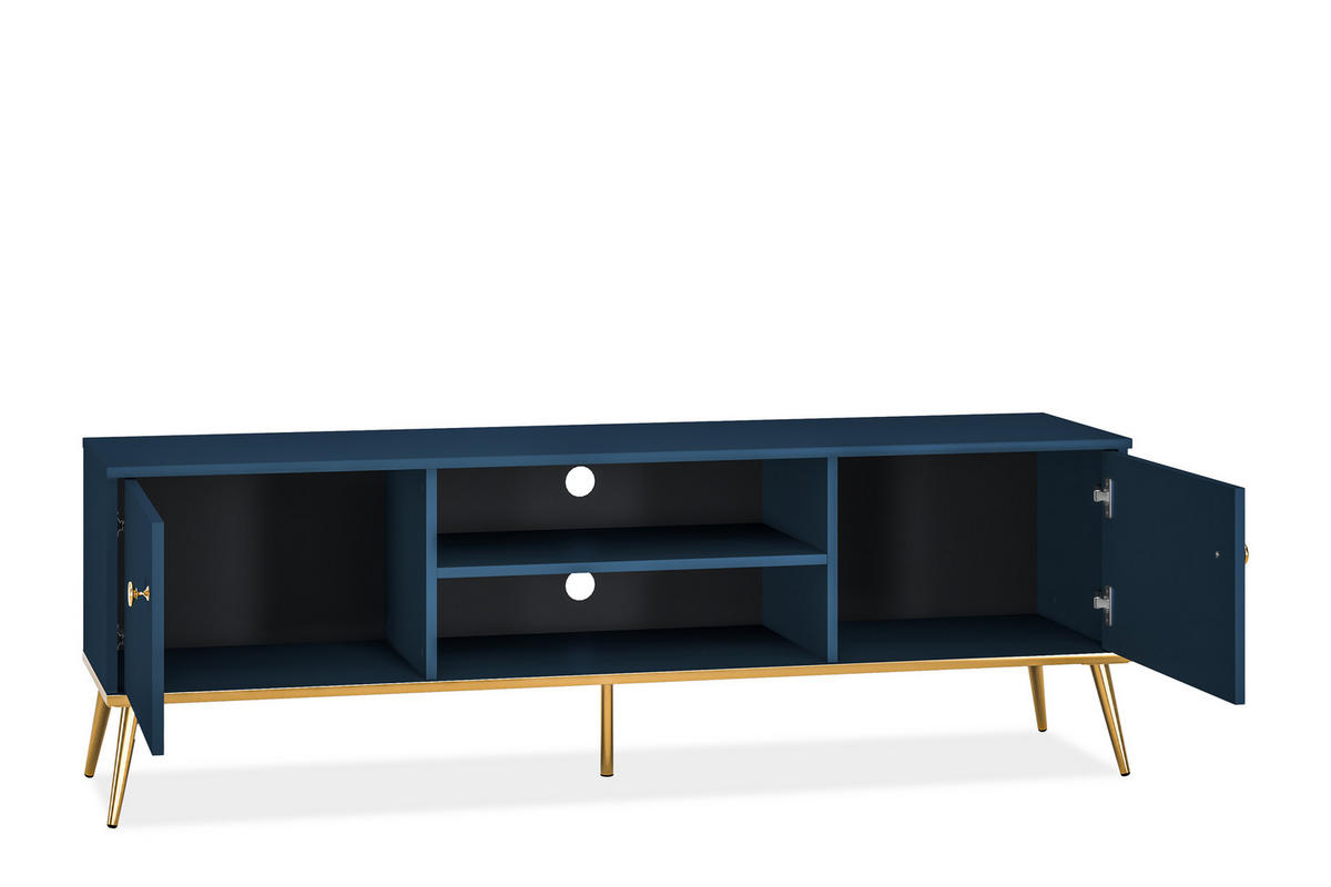 TV-LOWBOARD ARICIA viel Stauraum, Marineblau - Blau, Holz (160/54/40cm) - KONSIMO®