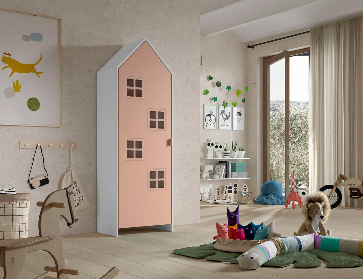 REGALSCHRANK Kania 58x37x171 MDF Weiß/Pink - Pink/Weiß, Holzwerkstoff (58/171/37cm) - 58aufmkessel