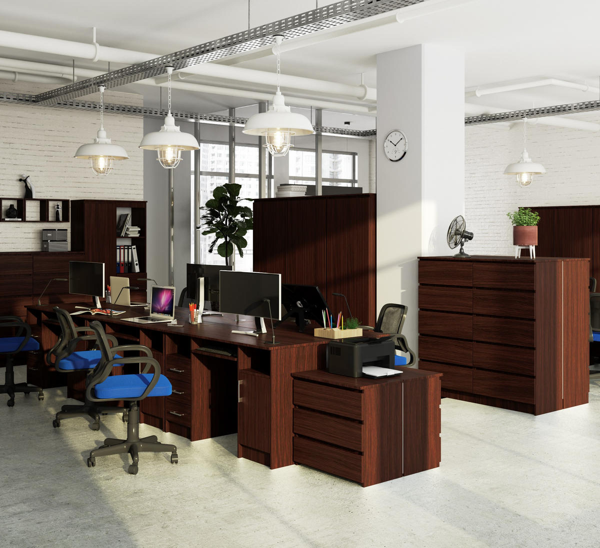 SCHREIBTISCH Wengefarben 124x52x74 cm - Wengefarben/Silberfarben, Holzwerkstoff/Kunststoff (52/124/74cm) - Akord