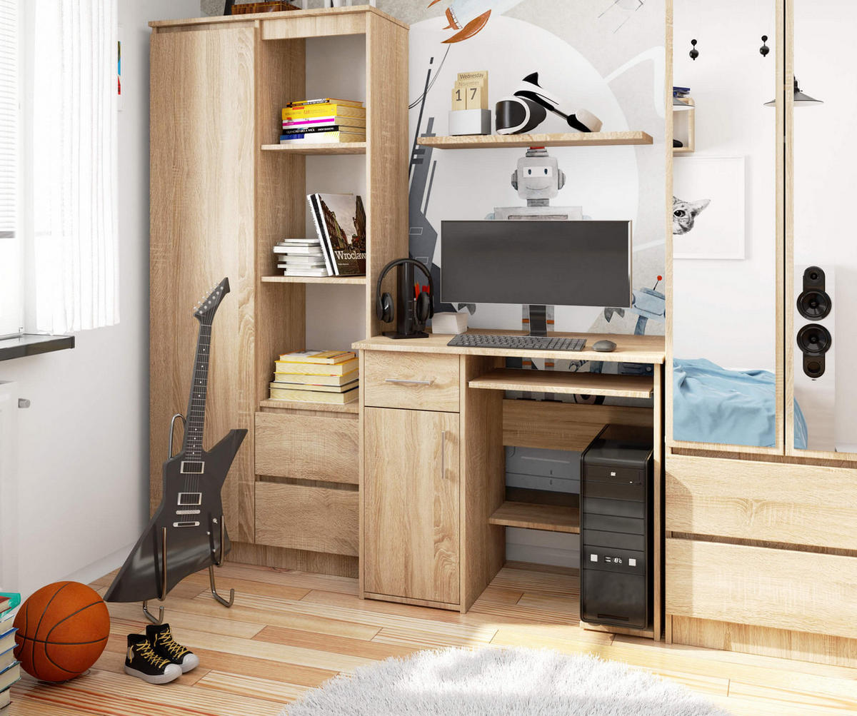 SCHREIBTISCH Sonoma-Eiche 90x50x74 cm - Silberfarben/Sonoma Eiche, Holzwerkstoff/Kunststoff (50/90/74cm) - Akord