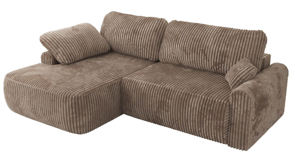 ECKSCHLAFSOFA CUBO L Braun Cord - links - Schwarz/Braun, Kunststoff/Textil (273/187cm) - MKS