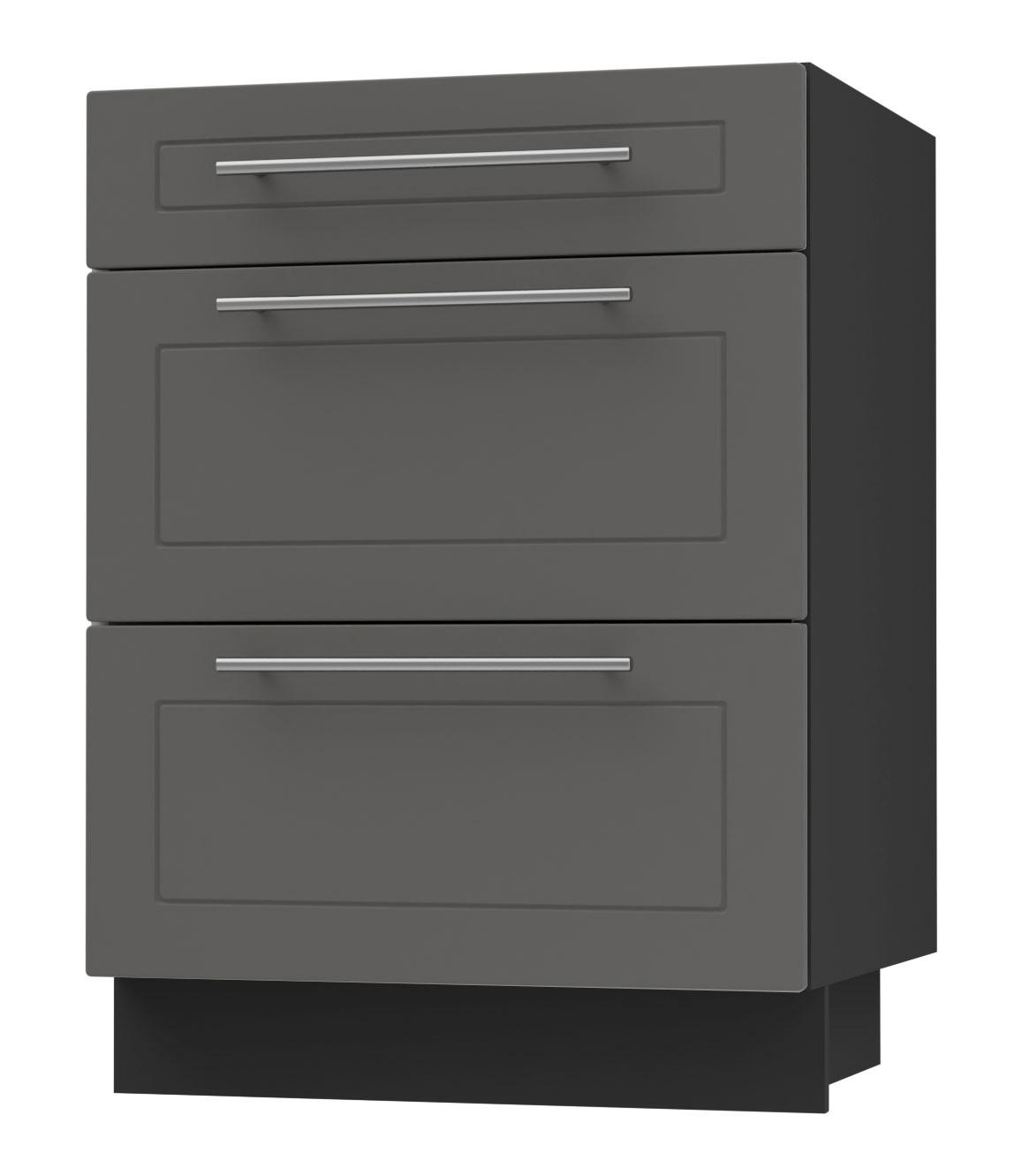 SCHUBLADENUNTERSCHRANK Kvantum D3M/60 60 / 50 / 82cm - Schwarz/Graphitfarben, Holz/Holzwerkstoff (60/82/50cm) - Feldmann-Wohnen