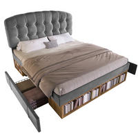 POLSTERBETT & 2 Schubladen Gepolstertes Kopfteil - Grau, Textil (90/200cm)