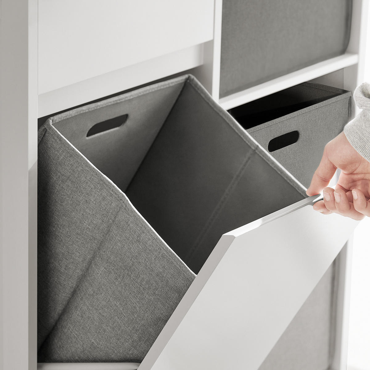 WÄSCHESCHRANK Weiß - Weiß, Holzwerkstoff (80/91/38cm) - SoBuy