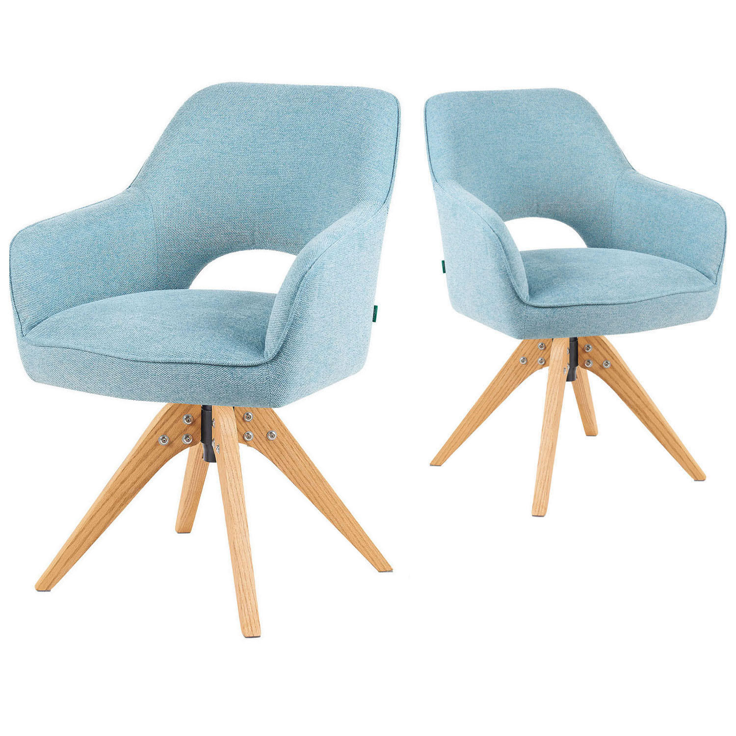 DREHSTUHL Mika-Lena - Honigeiche/Hellblau, Eichenholz/Holz (60/87/65cm) - DUBI Möbel