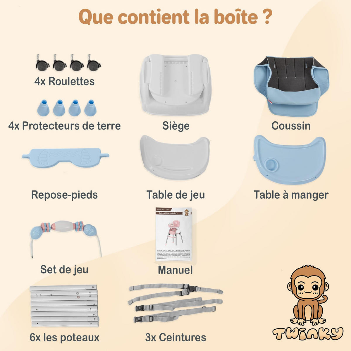 HOCHSTUHL 2-in-1-Kinderwagen Set Blau - Blau, Kunststoff (54/95/52cm) - Twinky