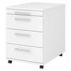 ROLLCONTAINER - mit 3 Schubladen 58/42,8/59 cm in Weiß Relinggriff (Kunststoff) - Weiß, Holzwerkstoff (42.8/59/58cm) - bümö