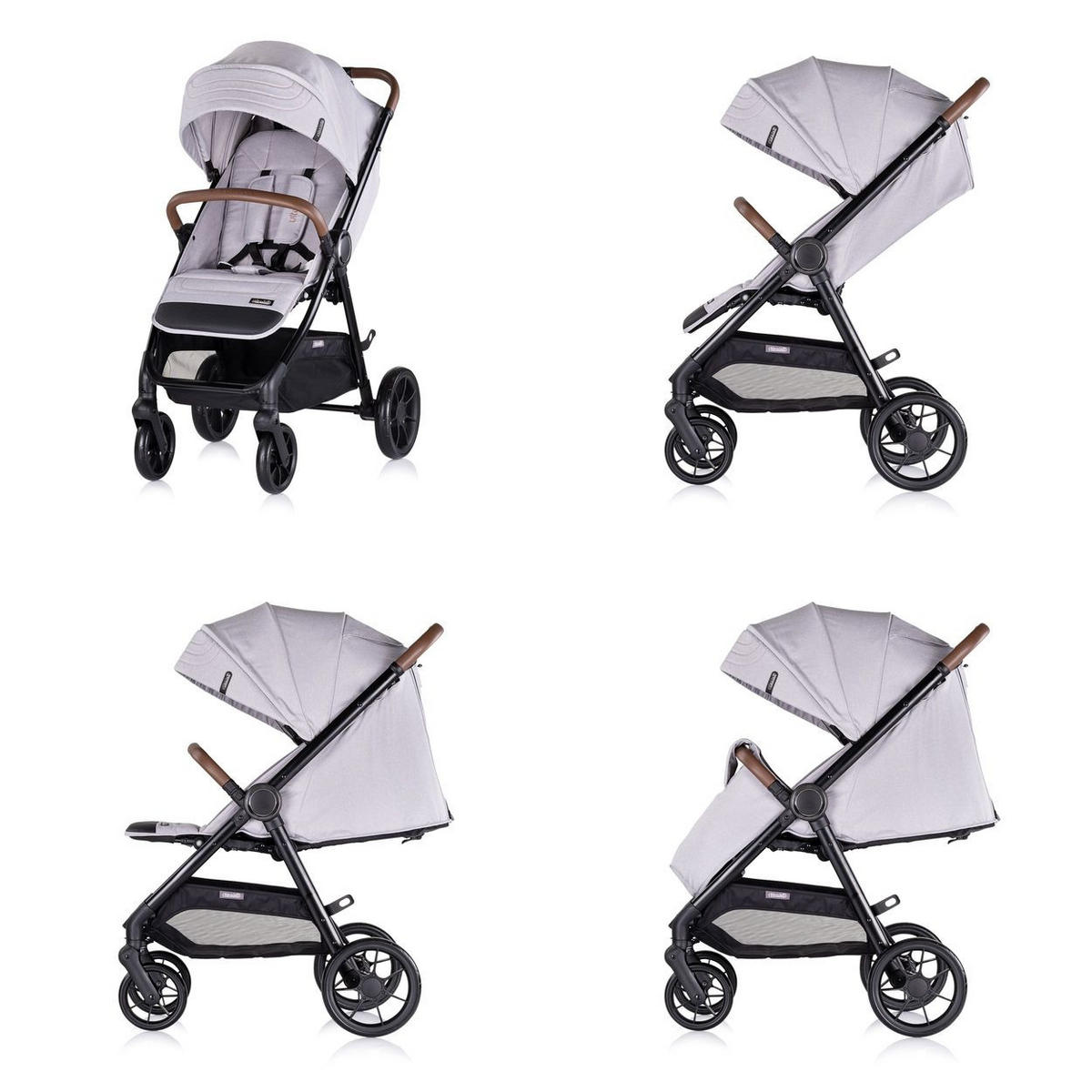 KOMBIKINDERWAGEN Ultera 3 in 1 hellgrau Babyschale Fußabdeckung klappbar Korb - Grau, Metall (75/56/102cm) - Chipolino