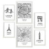 POSTER Set Mit 6 Von Paris Und London Sammlung A3 & A4 Weißer Rahmen - Weiß, Papier (29/3cm) - Nacnic