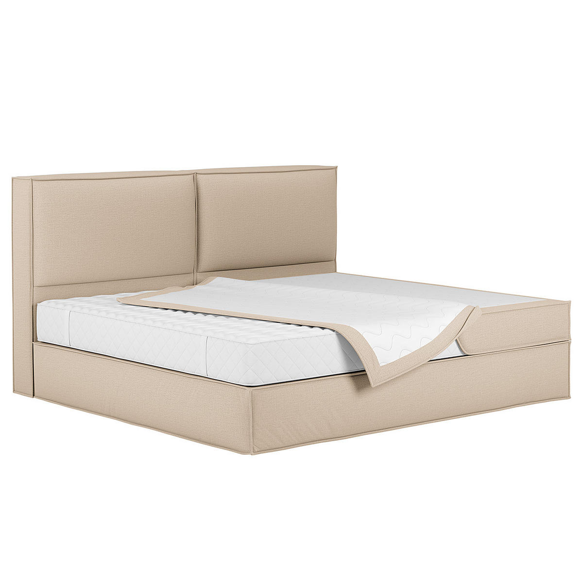 FAMILIENBETT BOXSPRINGBETT - Beige, Textil (240/200cm) - home24