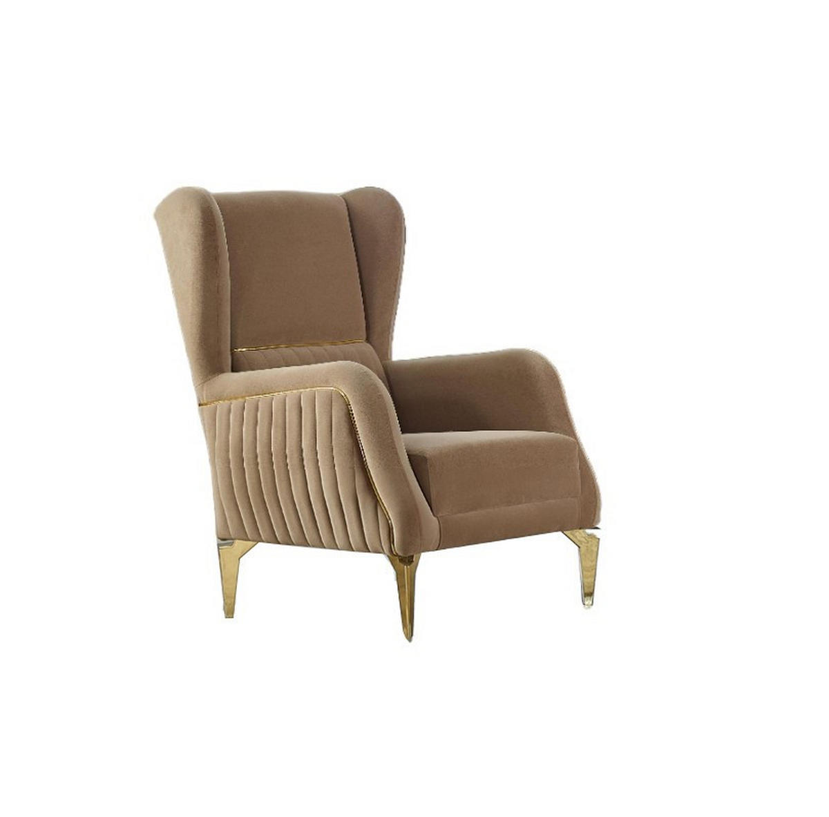 SITZGARNITUR Braga Hellbraun Stellvariante:3+1+1 - Beige, Holz (230/85/95cm) - Villa Möbel