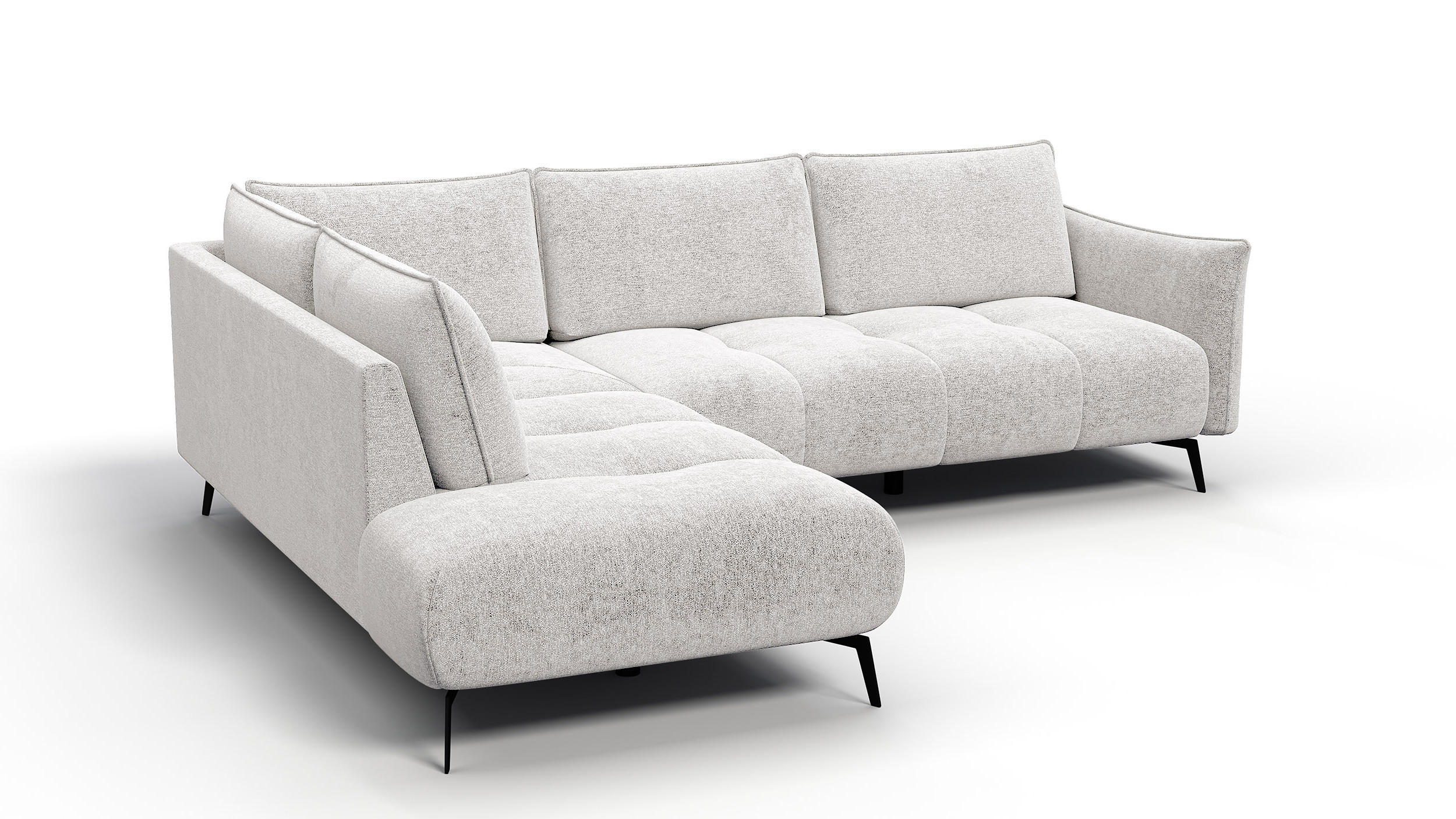 ECKSOFA AERA 5-Sitzer links, ecru - Ecru/Schwarz, Holz/Textil (268/206cm) - Courtois Laville