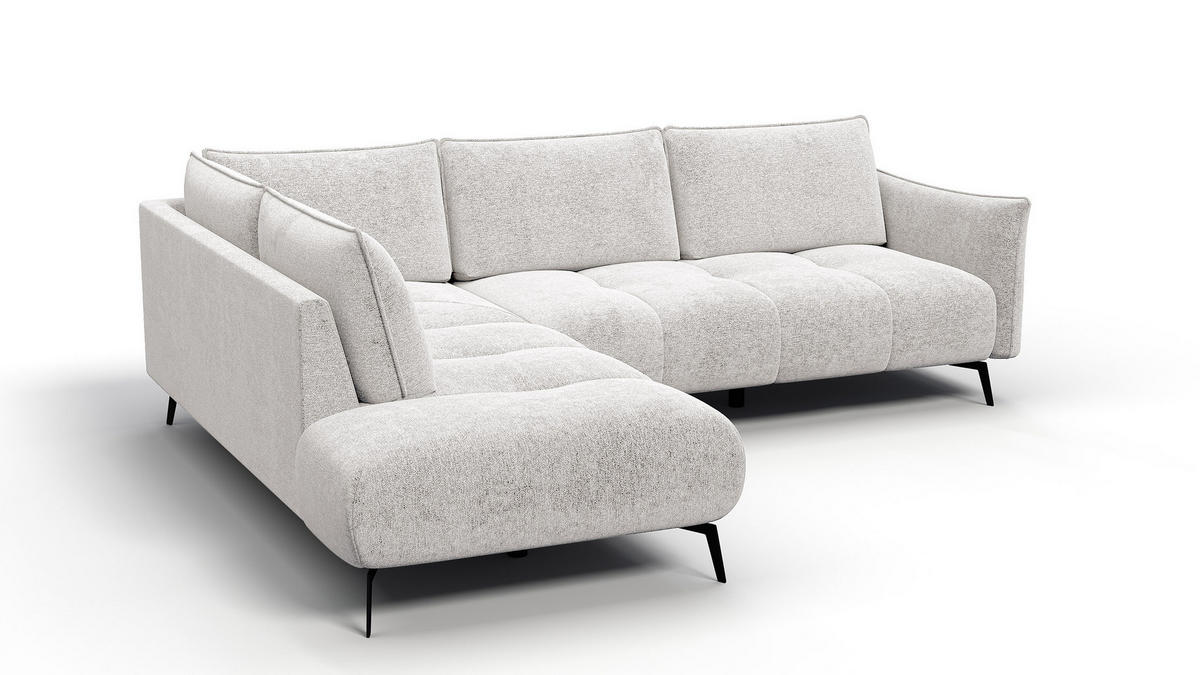 ECKSOFA AERA 5-Sitzer links, ecru - Ecru/Schwarz, Holz/Textil (268/206cm) - Courtois Laville