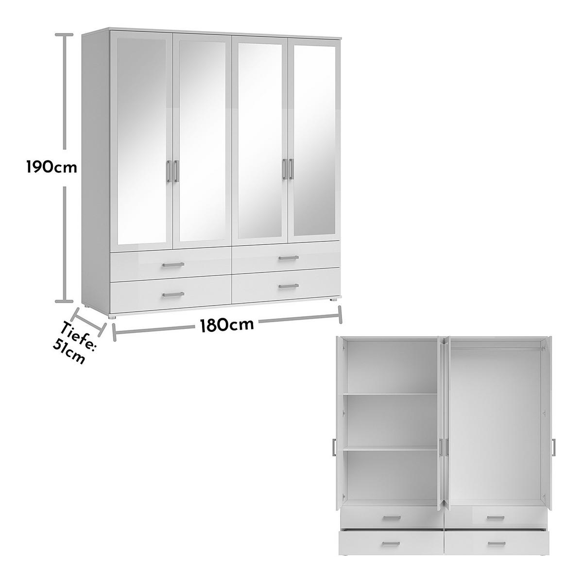 DREHTÜRENSCHRANK - Spanplatte - Silberfarben/Weiß, Holzwerkstoff/Kunststoff (180/190/51cm) - home24