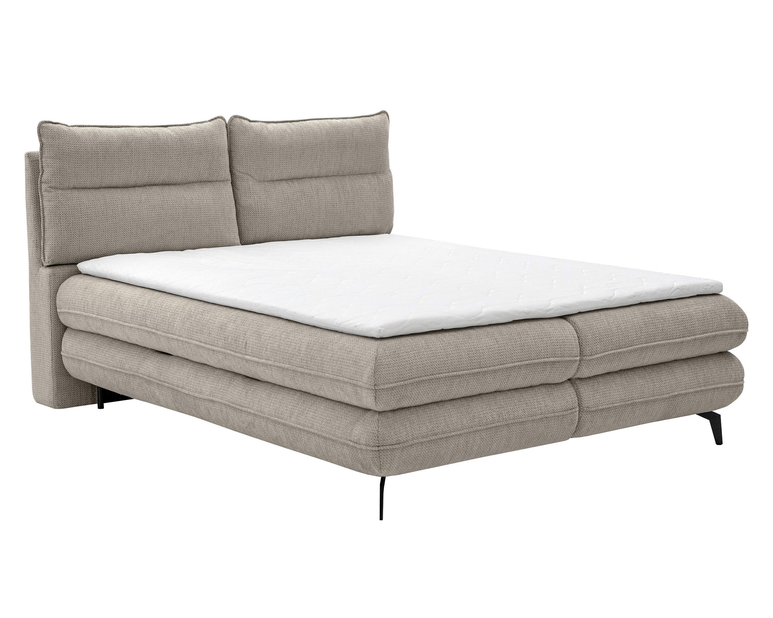 BOXBETT Verse 180 x 200 Einzelbett mit hochwertiger Bonell-Matratze und Topper T30 - Warmesgrau - Greige, Holz (180/200cm) - Homesy