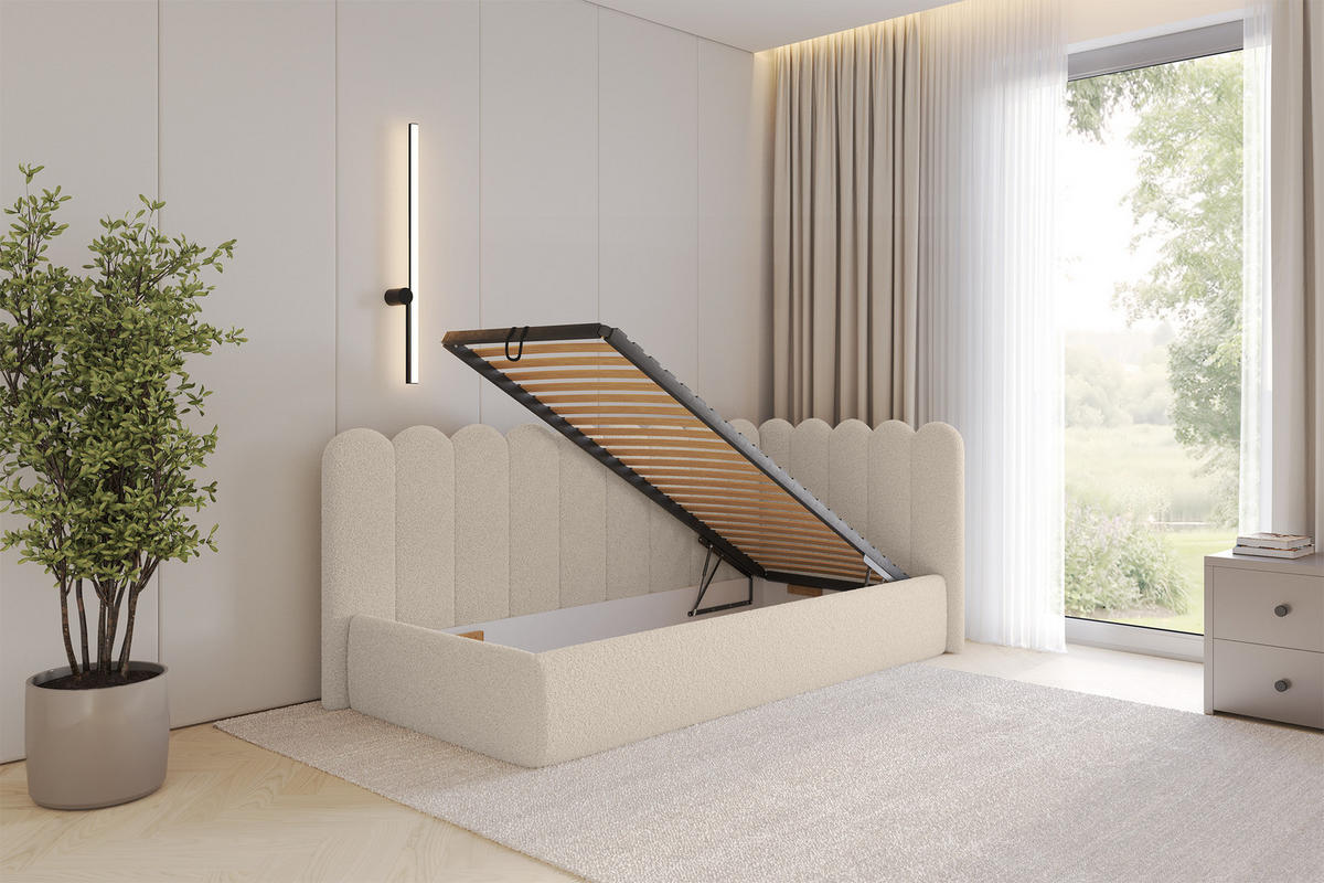 EINZELLBETT Jugendbett mit Bettkasten, Links - ARTY 80x200 Dunkelbeige - Cappuccino, Holzwerkstoff/Textil (80/200cm) - ALTDECOR