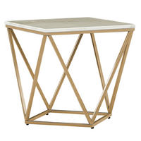 BEISTELLTISCH beige/gold Marmor Optik quadratisch 50/50 cm Malibu - Beige/Goldfarben, Holzwerkstoff (50/50/50cm) - Beliani