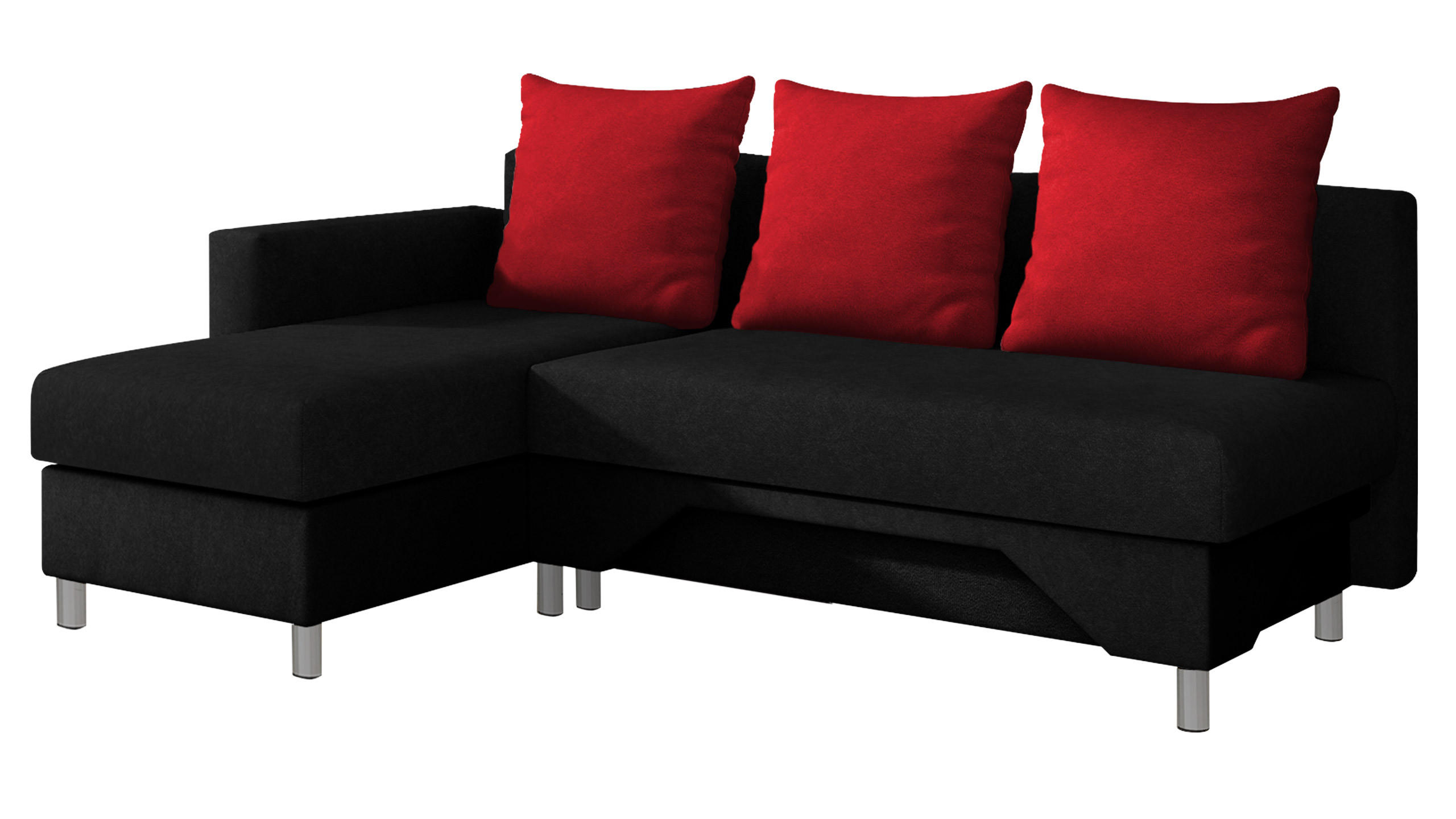 ECKSOFA Tom, Seite: Links - Rot/Schwarz, Holz/Kunststoff (215/133cm) - MIRJAN24
