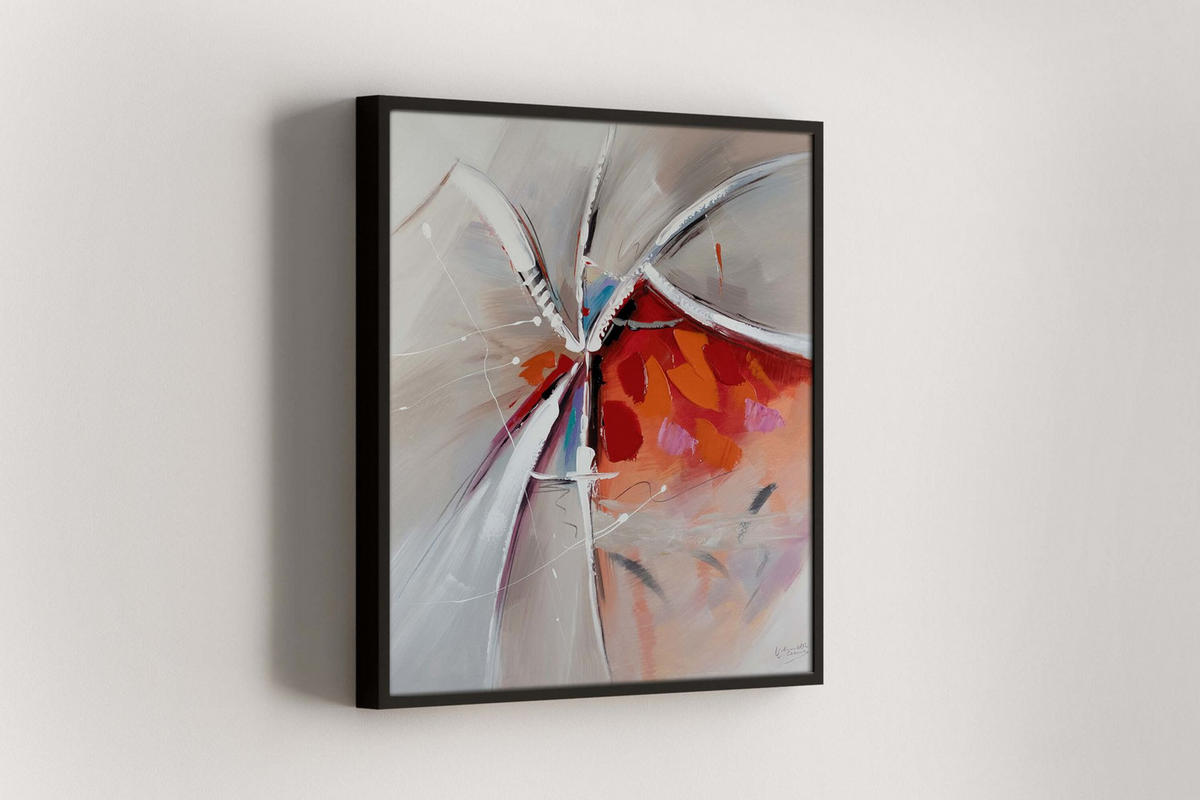 ACRYLBILD HANDGEMALT 80/80 cm - Rot/Weiß, Holz/Textil (80/80cm) - KUNSTLOFT