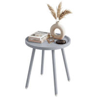 BEISTELLTISCH rund 40 cm Kunststoff Hellgrau - Hellgrau, Kunststoff/Metall (40/40/45cm) - CLP