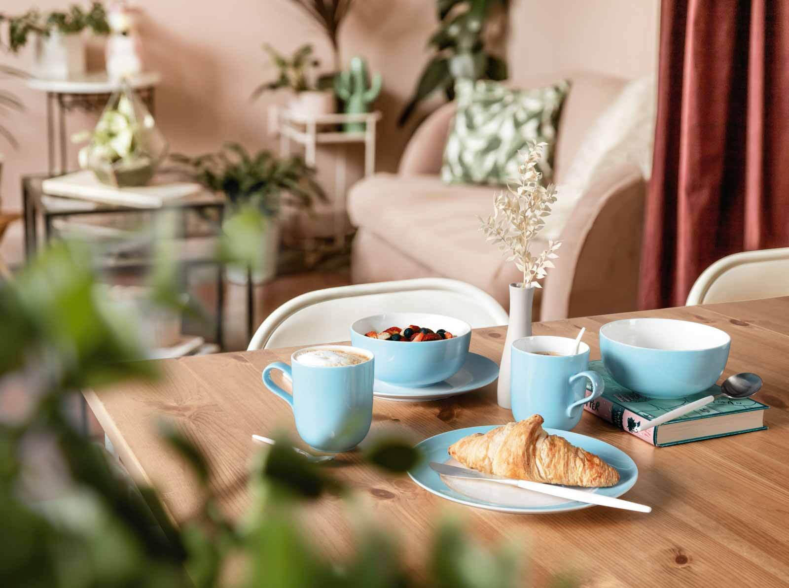 FRÜHSTÜCKSTELLER Liberty Pure Colors Lagoon Blue ø 22,5 cm 6er Set - Blau, Keramik (22.6cm) - Seltmann Weiden