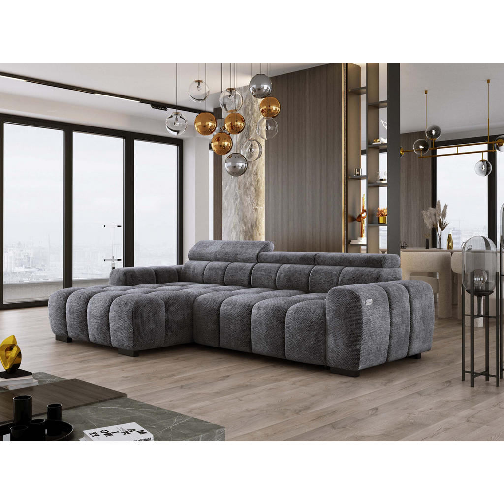 Thumbnail - DomoHome Ecksofa, Anthrazit, Textil, Rechteckig, 285x168 cm, Wohnzimmer, Sofas & Couches, Wohnlandschaften, Ecksofas