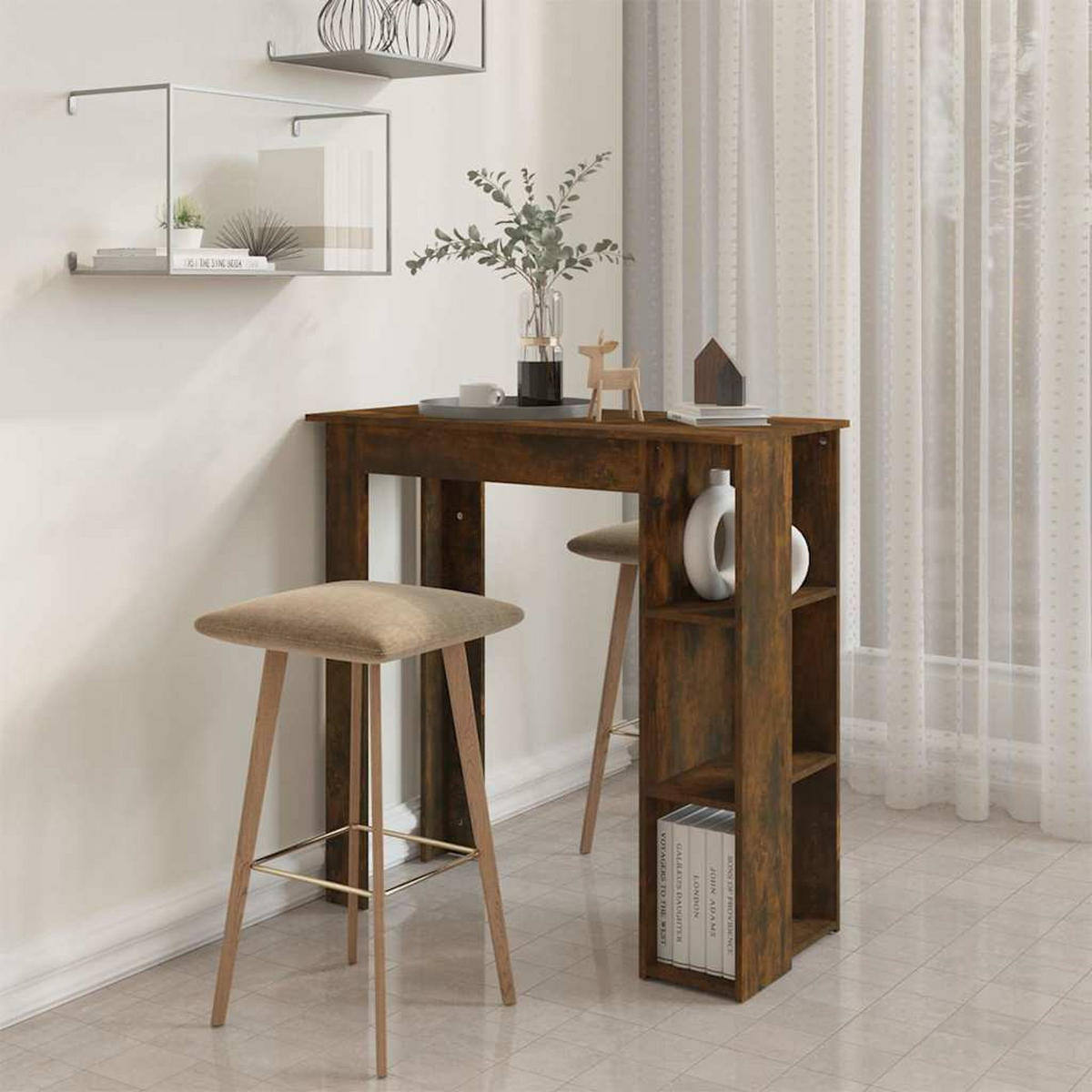 BARTISCH Mit Regal Räuchereiche 102/50/103,5 Cm Holzwerkstoff - Braun, Holzwerkstoff (102/50/103.5cm) - vidaXL