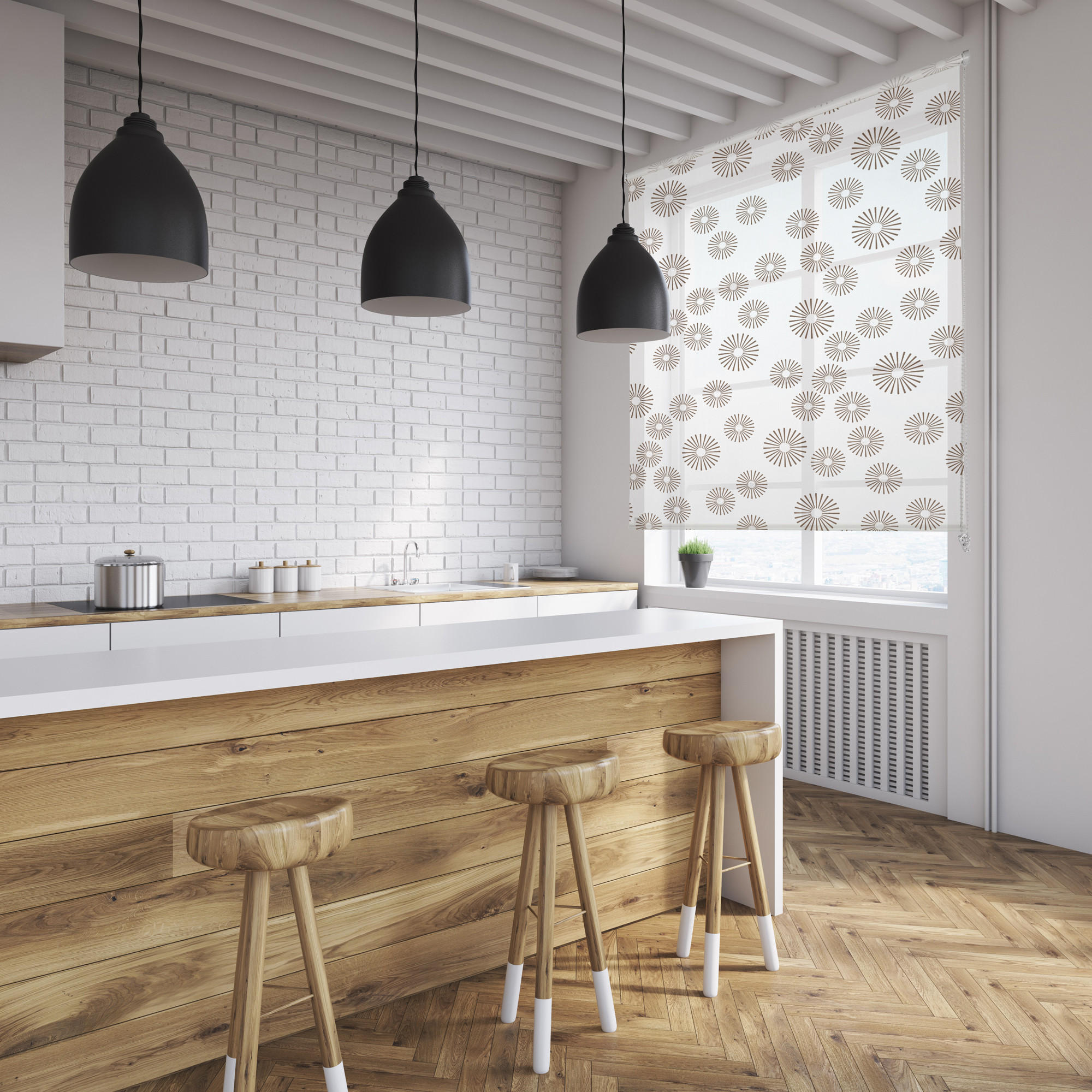 SEITENZUGROLLO bedruckt Pasodoble - Weiß, Textil (165/250/250cm) - VIEWTEX