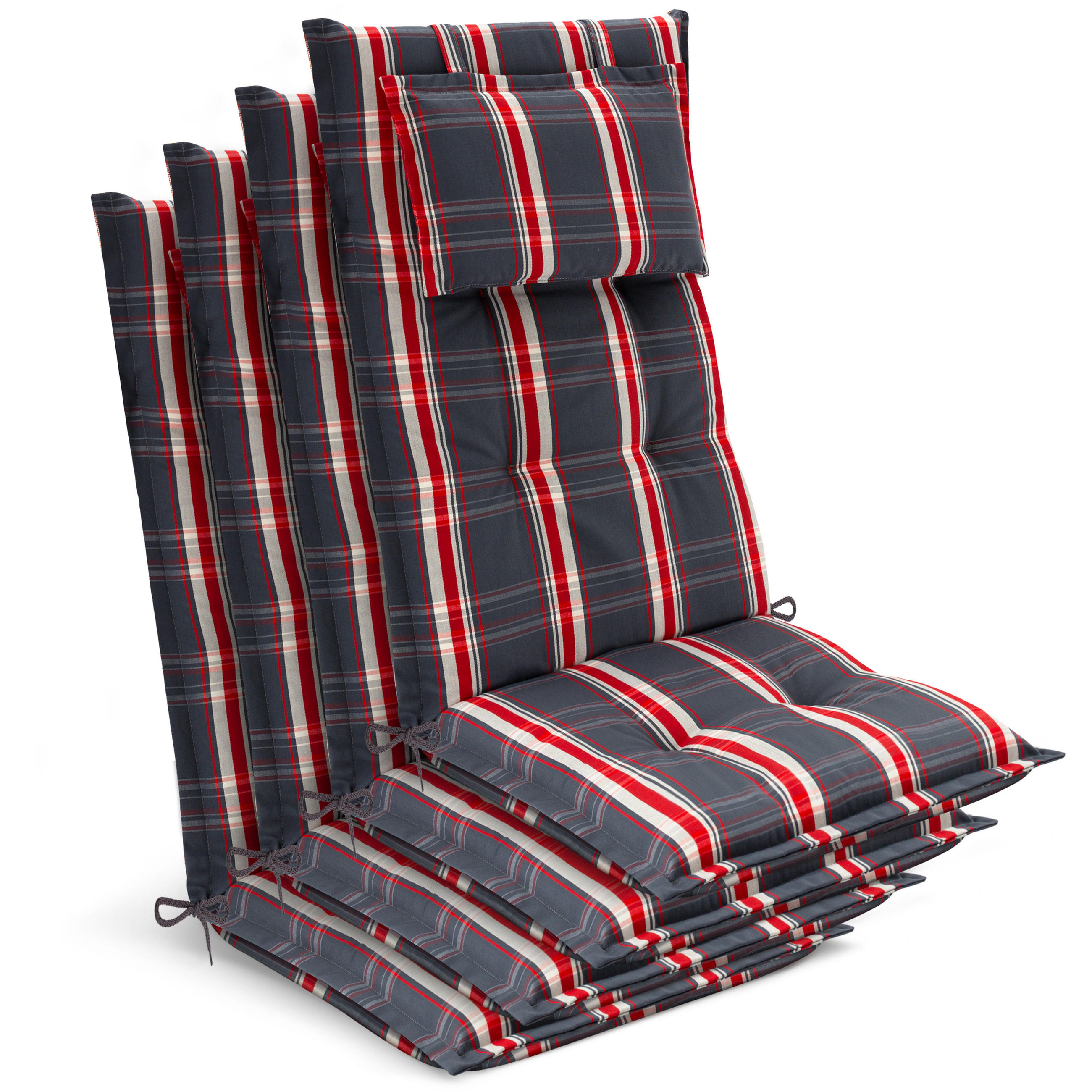 HOCHLEHNER Highlux HL 120x52x7cm Grau-Rot-Kariert (4tlg) - Rot, Textil (52/120cm) - Beautissu 