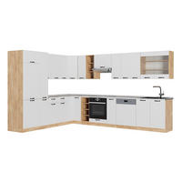 ROHOVÁ KUCHYŇA Fame-Line, Biely vidiecky dom/Dub Goldkraft, 347 x 257 cm, AP Marble - biela/dub medový, kompozitné drevo (347/206.8/60cm) - Vicco