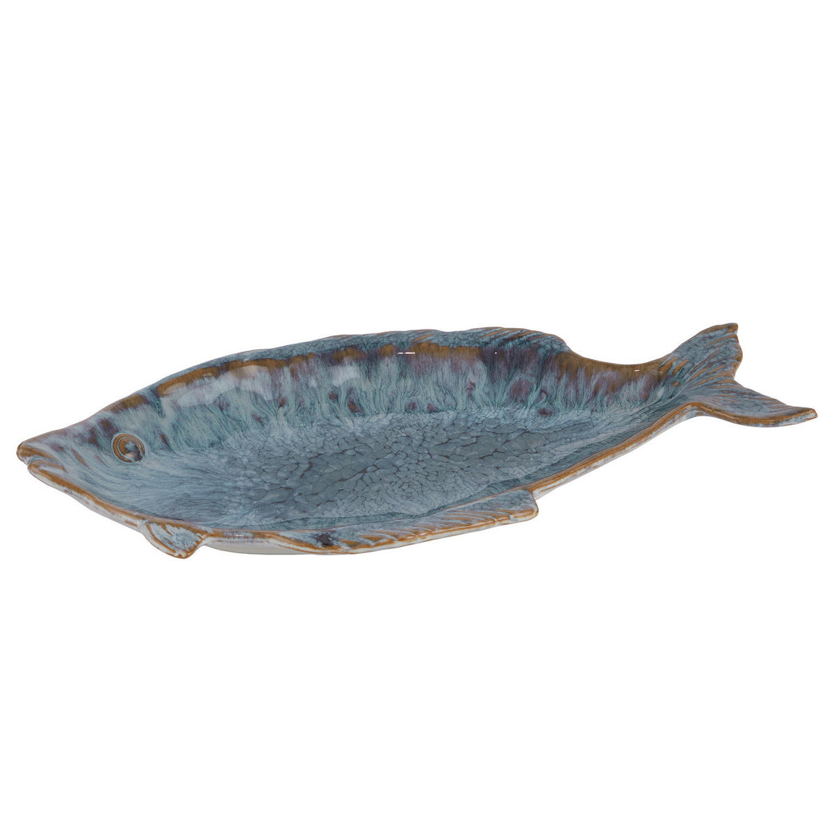 DEKO-TELLER Taverna Fisch - Steingut - Blau - Blau, Keramik (3.5cm) - BUTLERS