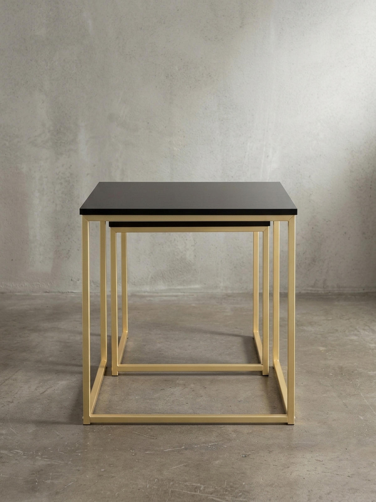 COUCHTISCH 2er Set Metallgestell Glas MDF-Platte TRONTO, Gold 40x40x42 cm - Goldfarben, Holz/Metall (40/40/42cm) - KADIMA DESIGN