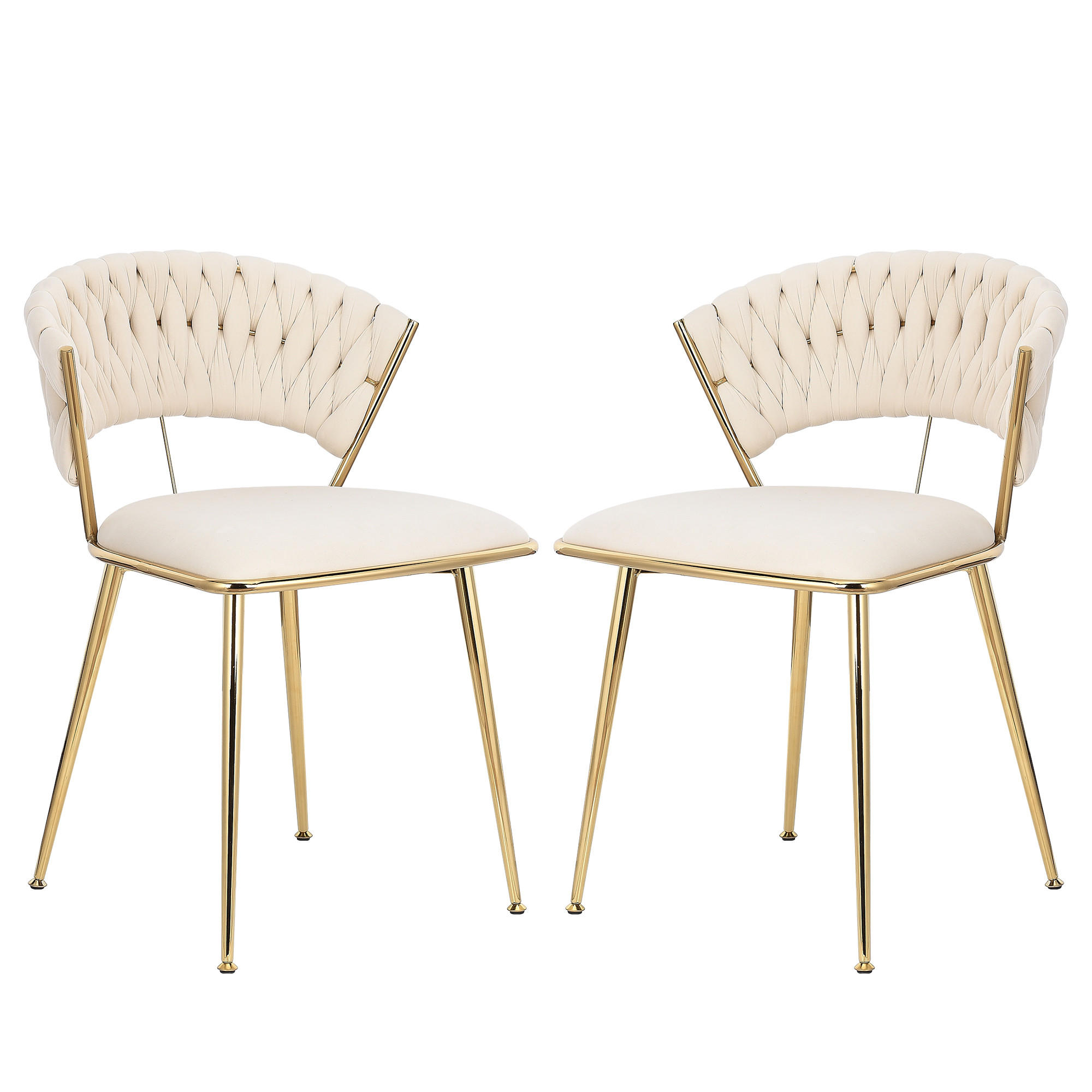 ESSZIMMERSTUHL 2er Set aus Samt, Beige - Beige, Metall (43.5/75/43.5cm)