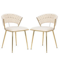 ESSZIMMERSTUHL 2er Set aus Samt, Beige - Beige, Metall (43.5/75/43.5cm)