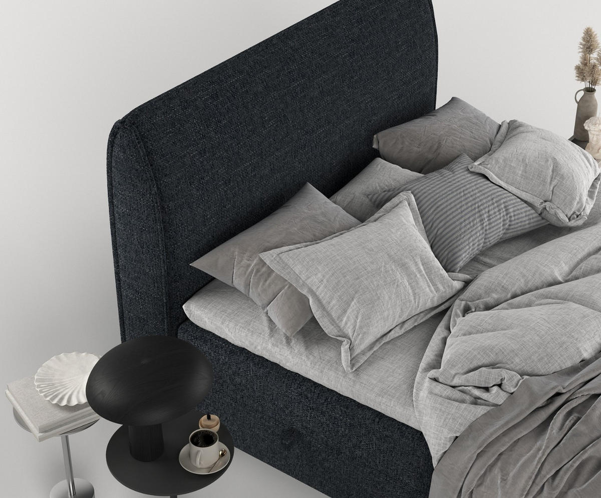 BOXBETT Lunaro 200/200 cm Anthrazit im Modesto Stoff - Anthrazit/Schwarz, Holz/Holzwerkstoff (200/200cm) - AltaBeds