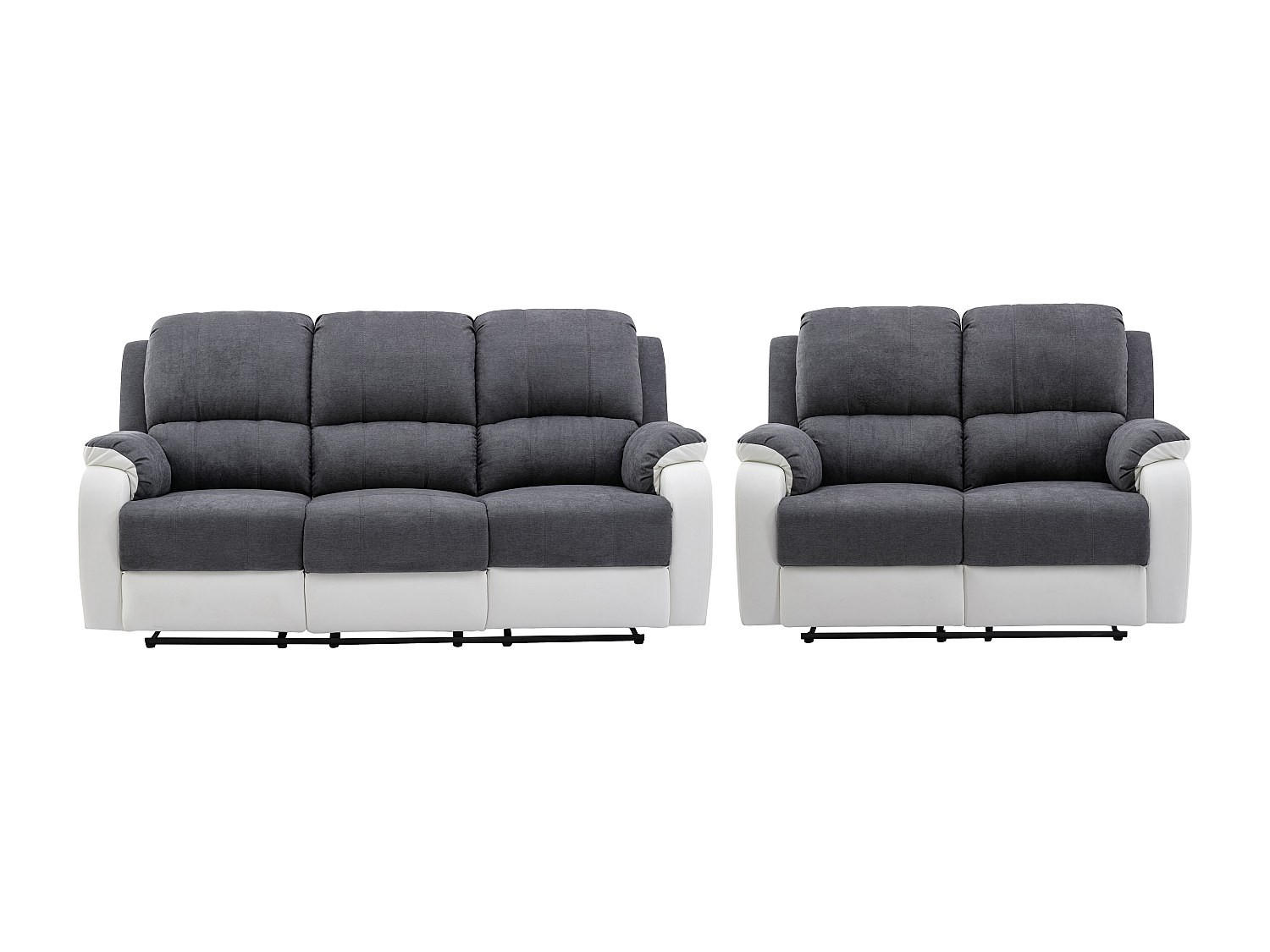 COUCHGARNITUR - 5 Personen - stoff - grau, weiß Brody - Weiß/Grau, Kunststoff/Textil (148/99/98cm) - Vente-Unique