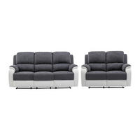 COUCHGARNITUR - 5 Personen - stoff - grau, weiß Brody - Weiß/Grau, Kunststoff/Textil (148/99/98cm) - Vente-Unique