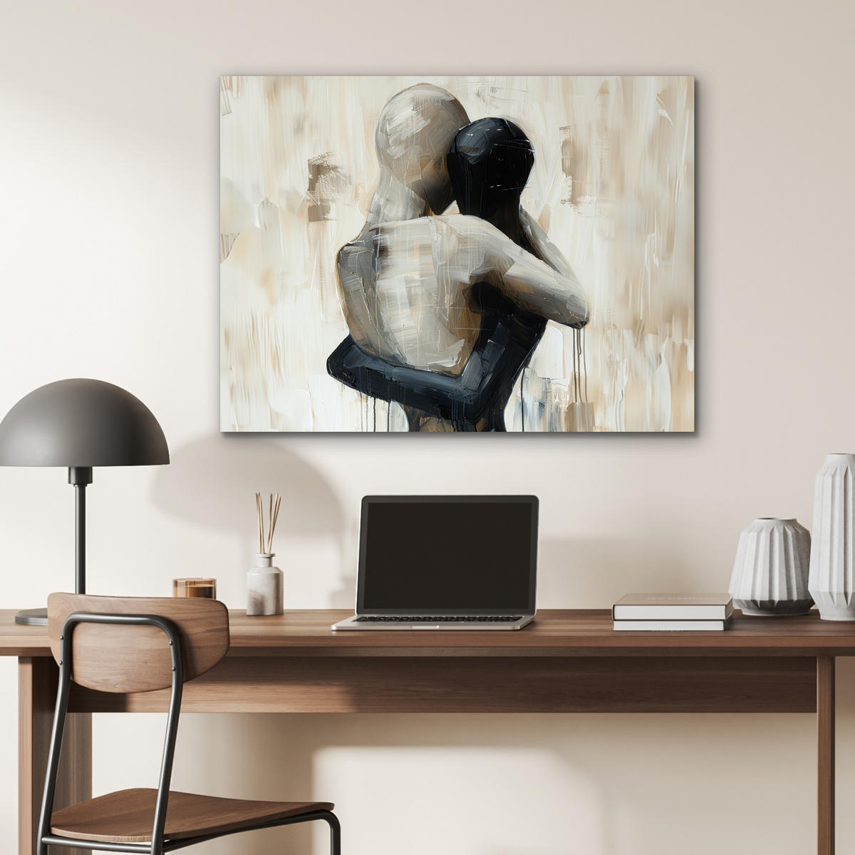 KOVOVÝ OBRAZ Abstraktné - Láska - Čiernobiele - Moderné 80x60 cm - čierna, kov (80/60cm) - MuchoWow