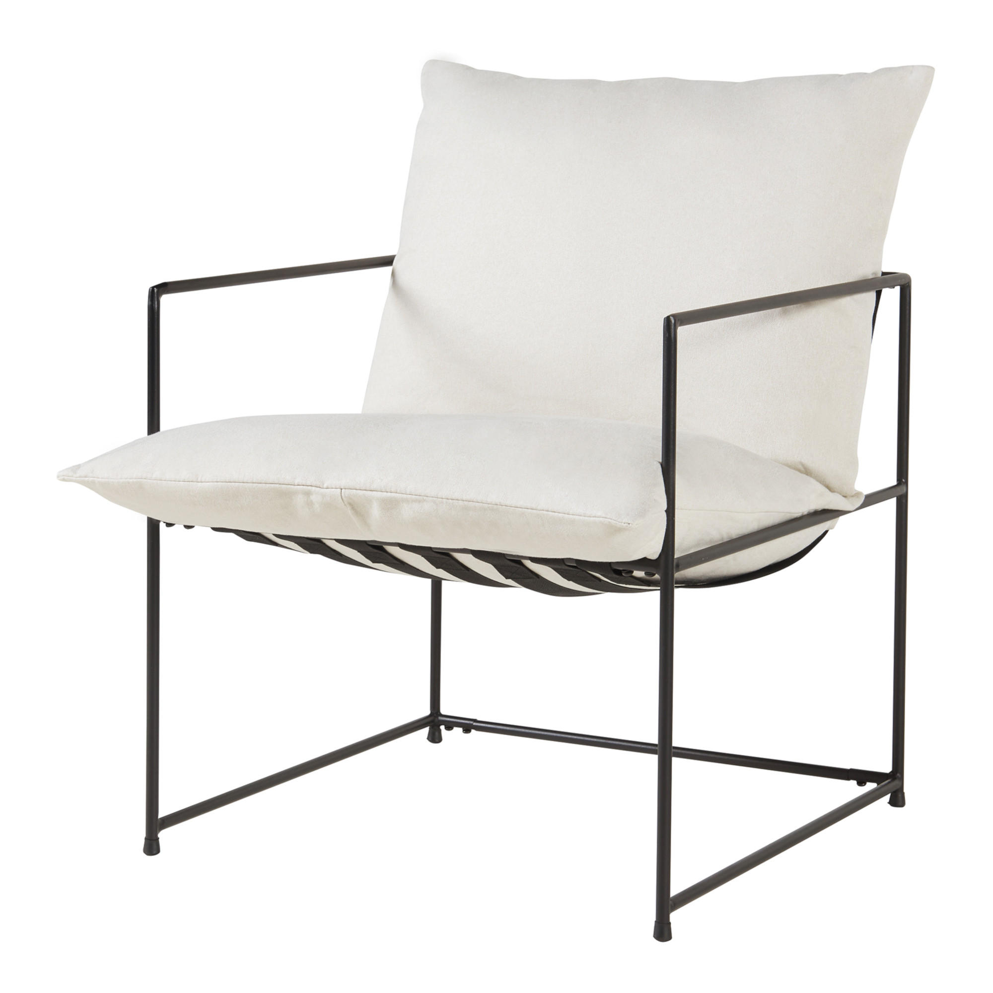 SESSEL Utsjoki - Beige/Schwarz, Textil/Metall (61/90/70cm) - [en.casa]