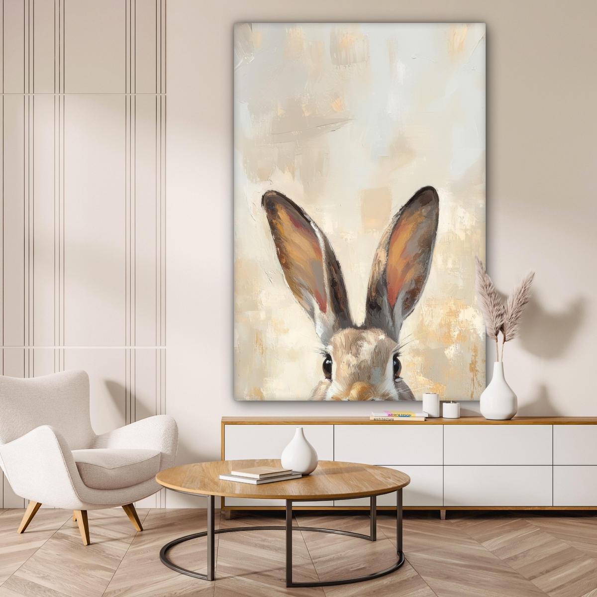 SLIKA NA PLATNU Zajčja ušesa 90x140 cm - bež, tekstil (90/140cm) - MuchoWow