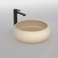 WASCHBECKEN Rund Gebogen Aufsatzmontage Mattbeige Ø36 / 12 cm - Beige, Keramik (36/12/36cm) - EMKE