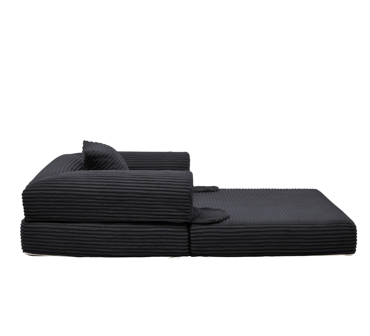 SCHLAFSOFA 2-in-1 aus Cord Schwarz - Schwarz, Kunststoff (85/65/120cm) - Meubliv