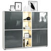 HIGHBOARD Cuba Türen in Grau Hochglanz - Grau, Holzwerkstoff (130.5/105.5/35.5cm) - Vladon
