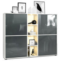 HIGHBOARD Cuba Türen in Grau Hochglanz - Grau, Holzwerkstoff (130.5/105.5/35.5cm) - Vladon