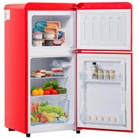 KUHLSCHRANK 45.5/42/88.8 cm Rot 60L mit LED-Licht, Energieklasse E - Rot, Metall (45.5/88.8/42cm) - Oxeza