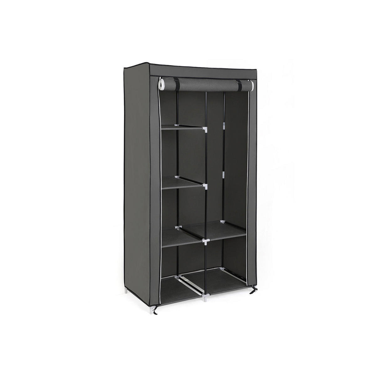 STOFFSCHRANK KLEIDERSCHRANK - Grau, Textil (45/88cm) - Hansiro